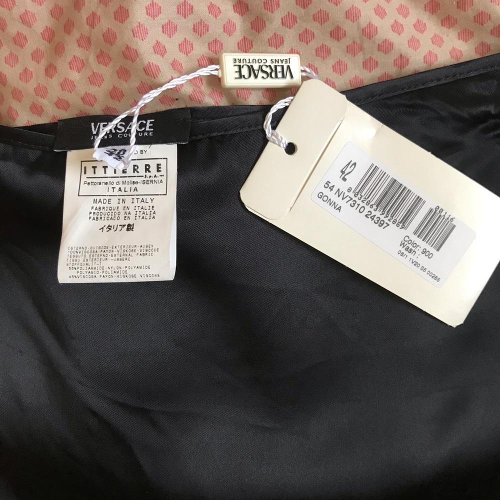 Classic silk Versace skirt with sexy lace panel